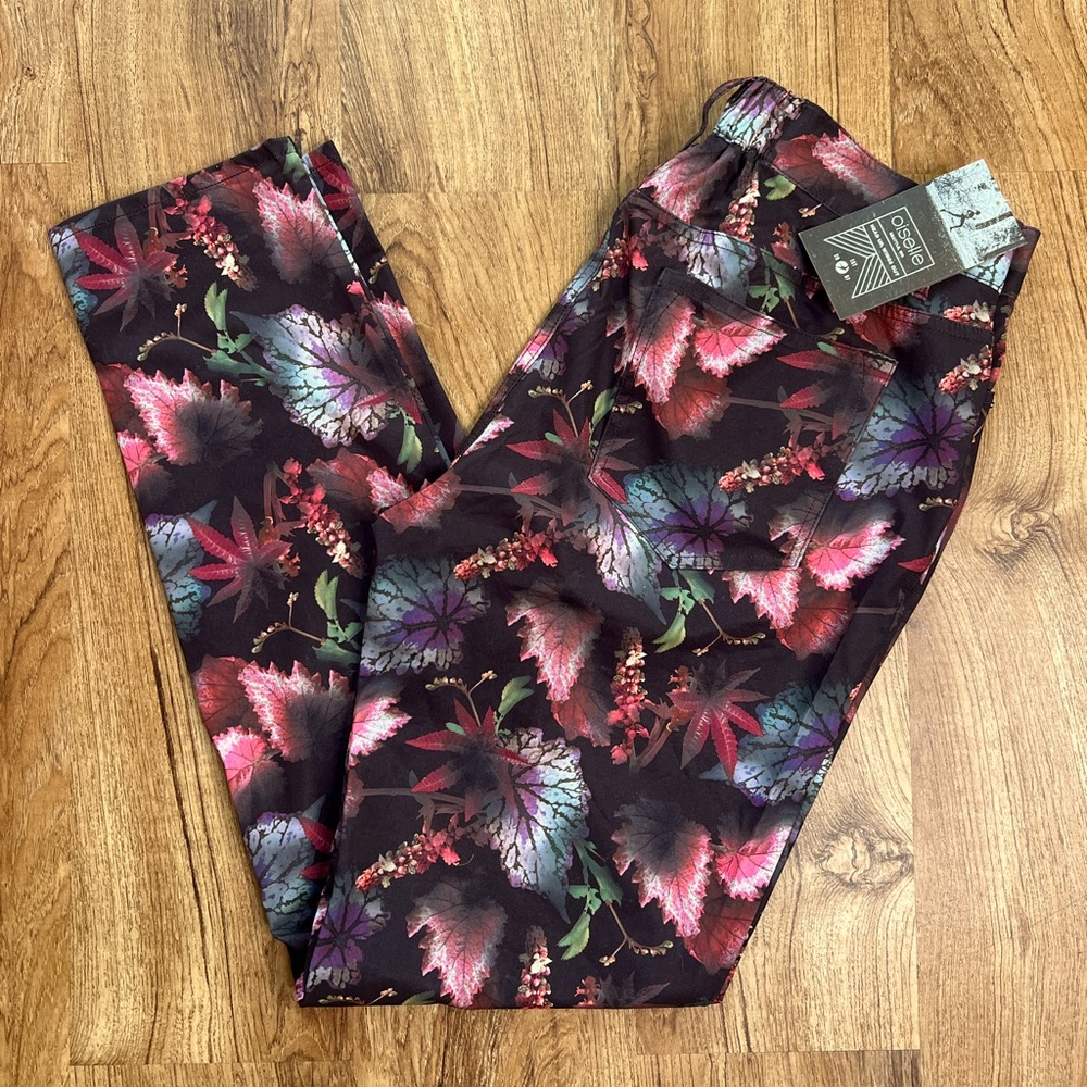 NWT Oiselle Roga Jeans in Fall Floral Print, Women’s Small, MSRP $86